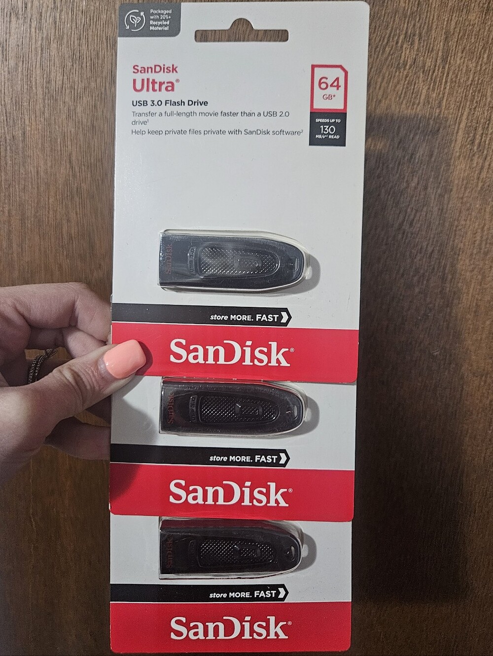 NIB SanDisk Black Ultra USB 3.0 Flash Drive 64 GP Pack of 3